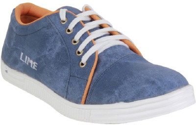 

Lime Canvas Shoes For Men(Blue
