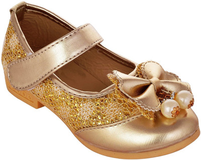 Glinchy Comfortable Party Wear Synthetic Leather Bellies For Women(Gold