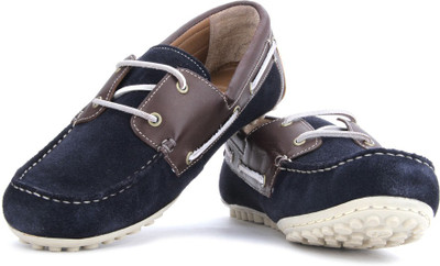 

WROGN Genuine Leather Boat Shoes SHOES For Men(Navy