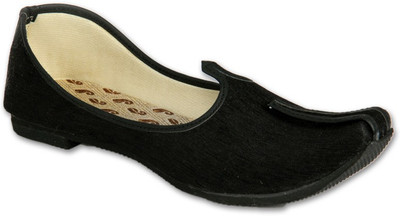 

Panahi Ethnic and Traditional Corduroy Slip On Black Men Jutis Jutis For Men(Black