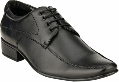 

GAI Black Genuine Leather Formal Derby Lace Up Shoes For Men(Black)