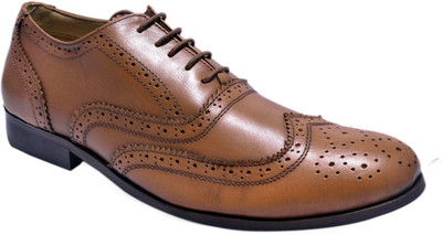 

Hirel's Mens Leather Brogues Lace Up Shoes For Men(Tan, Tan001