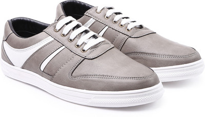

True Soles Men's Grey PU Sneakers For Men(Grey, White
