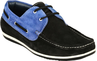 

GAI Black Leather Loafers For Men(Black