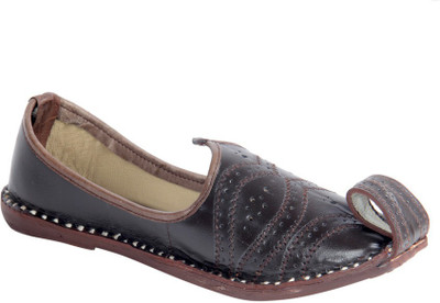 

Panahi Ethnic Rajasthani Mojari Party Wear, Wedding Slip On Shoes Mojaris For Men(Brown, Coffee
