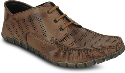 

Get Glamr Perforated Lace Up Casuals For Men(Brown