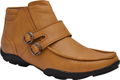 

Fentacia Monk Strap Zipper Boots For Men(Tan