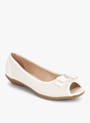 Addons Lucia Perforated Peep Toe Ballerinas Bellies
