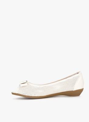 Addons Lucia Perforated Peep Toe Ballerinas Bellies