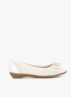 Addons Lucia Perforated Peep Toe Ballerinas Bellies