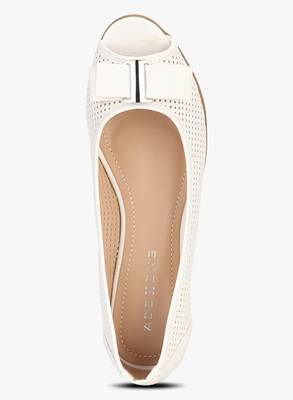Addons Lucia Perforated Peep Toe Ballerinas Bellies