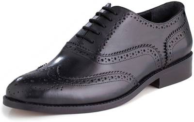 Walker Styleways Classic Oxford Black Leather Brogue Lace Up