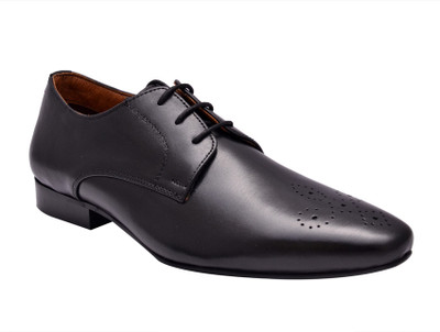 

Hirel's Mens Black Leather Derby Lace Up Shoes For Men(Black