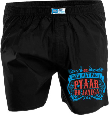 

Wear Your Opinion Printed Men' Reversible Black Boxer Shorts