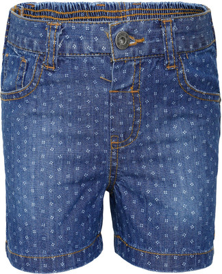 

FS Mini Klub Short For Girls Printed Cotton Linen Blend, Cotton Nylon Blend, Cotton Linen Blend(Blue, Pack of 1, Lightwash