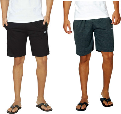 

Alan Jones Solid Men' Black, Grey Bermuda Shorts, Gym Shorts, Night Shorts, Beach Shorts, Running Shorts, Sports Shorts, Black;charcoal