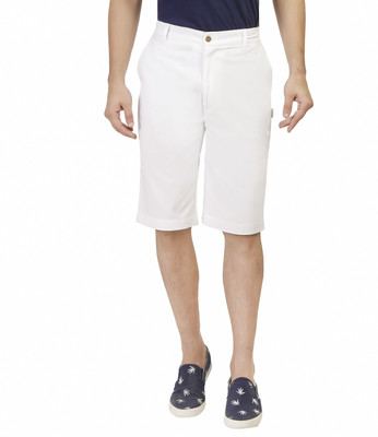 Ashdan Solid Men White Chino Shorts