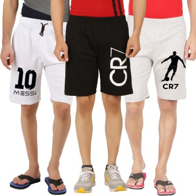 HOTFITS Printed Men White, Black Regular Shorts