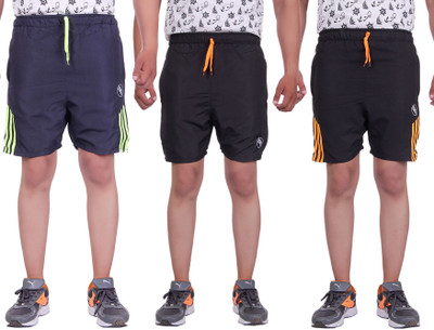 

Belmarsh Striped Men's Multicolor Sports Shorts, Black;navy