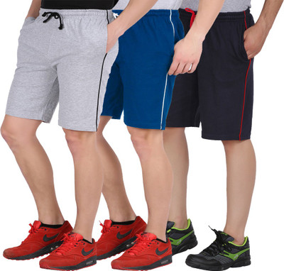 CHECKERSBAY Solid Men Multicolor Regular Shorts