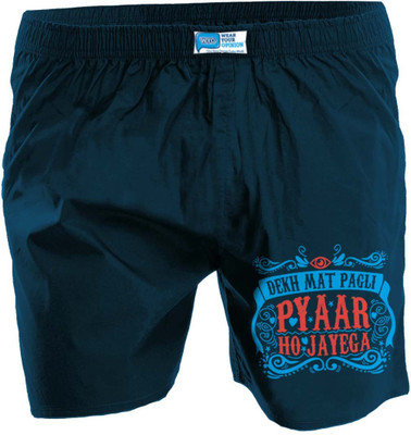 

Wear Your Opinion Printed Men' Reversible Dark Blue Boxer Shorts, Navy