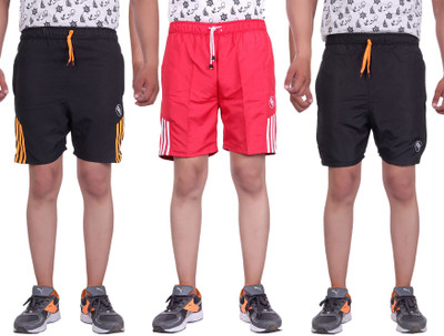 

Belmarsh Striped Men's Multicolor Sports Shorts, Black;red