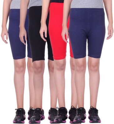 

Alisha Solid Women's Multicolor Cycling Shorts, Black;navy;red