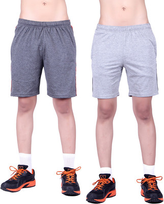 DFH Solid Men Grey Sports Shorts