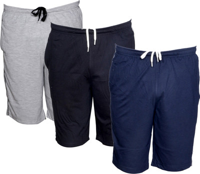 Tullis Solid Men Blue, Black, Grey Bermuda Shorts