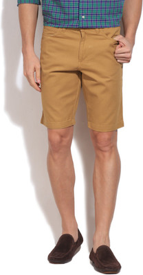 

Allen Solly Solid Men's Beige Basic Shorts, Golden khaki
