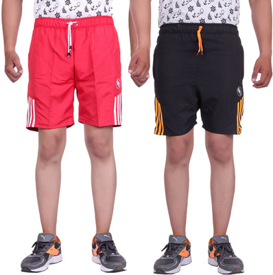 

Belmarsh Solid Men's Multicolor Sports Shorts, Black;red