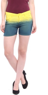 CAMPUS SUTRA Solid Women Yellow Hotpants