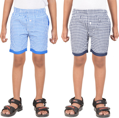 

Gkidz Short For Boys Checkered Cotton Linen Blend, Cotton Nylon Blend, Cotton Linen Blend(Blue, Pack of 2, Blue & dark blue
