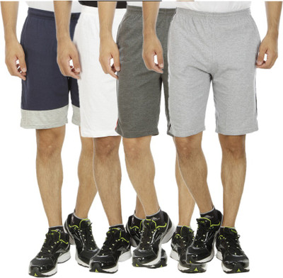 Kritika's World Solid Men Multicolor Sports Shorts