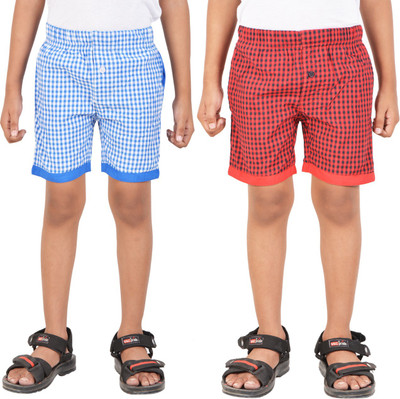 

Gkidz Short For Boys Woven Cotton Linen Blend, Cotton Nylon Blend, Cotton Linen Blend(Blue, Pack of 2, Blue & red