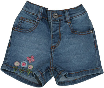 

Wow Mom Short For Girls Embriodered Cotton Linen Blend, Cotton Nylon Blend, Cotton Linen Blend(Light Blue, Ice wash