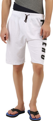 HOTFITS Graphic Print Men White Basic Shorts