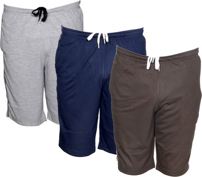 Tullis Solid Men Blue, Brown, Grey Bermuda Shorts