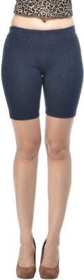 Frenchtrendz Solid Women Dark Blue Denim Shorts