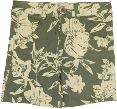 

612 League Short For Boys Printed Cotton(Green, Olive