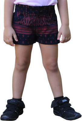 

Snowflakes Short For Girls Printed Cotton Linen Blend, Cotton Nylon Blend, Cotton Linen Blend(Black, Pack of 1
