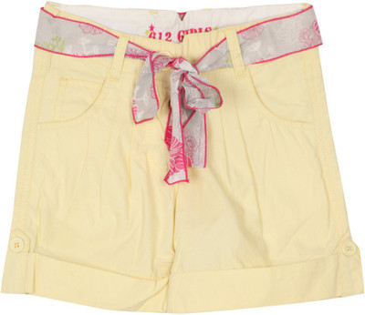 

612 League Short For Girls Solid Cotton(Yellow, Butter yellow