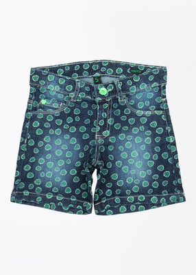 

United Colors of Benetton Short For Girls Printed Cotton Nylon Blend(Dark Blue