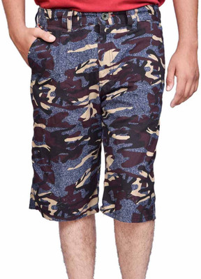 

British Terminal Printed Men's Multicolor Bermuda Shorts, Beige;blue