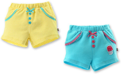 

FS Mini Klub Short For Girls Cotton(Yellow, Pack of 2, Yellow&aqua