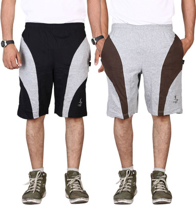 Vego Self Design Men Black Bermuda Shorts