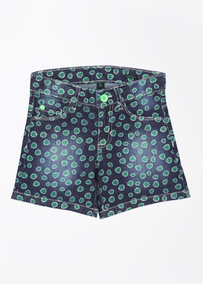 

United Colors of Benetton Short For Girls Casual Printed Cotton Linen Blend(Dark Blue, Pack of 1, 901