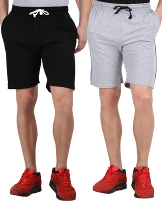 CHECKERSBAY Solid Men Black, Grey Basic Shorts