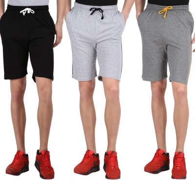 CHECKERSBAY Solid Men Reversible Black, Grey Sports Shorts