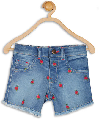 

612 League Short For Girls Solid Cotton Nylon Blend(Blue, Denimx